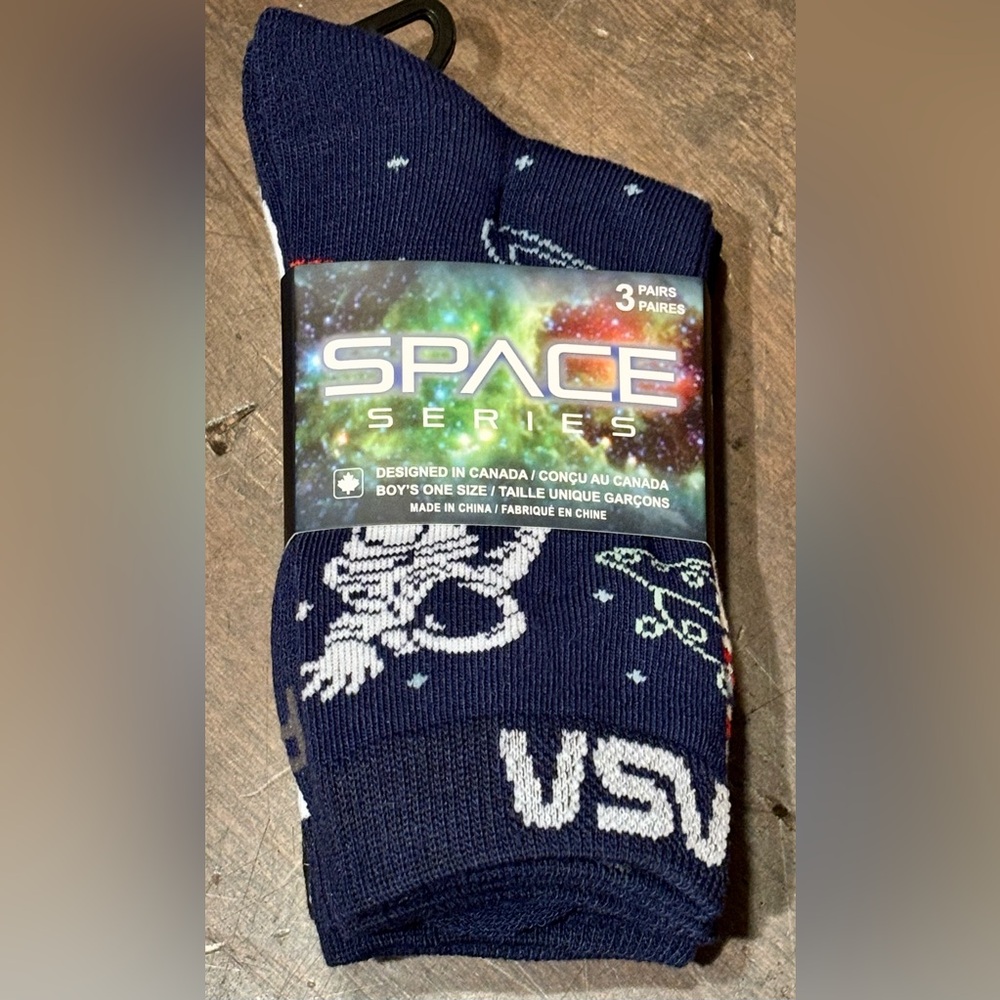 3-Pack of NASA Space Series Kids Crew Socks Size 5-7